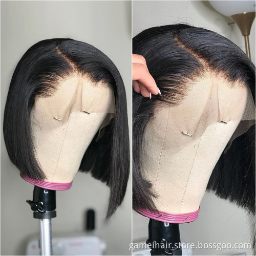 Brazilian Hair Wigs Straight Bob Lace front Human Hair Wigs With Baby Hair Short Cut Wigs For Black Women